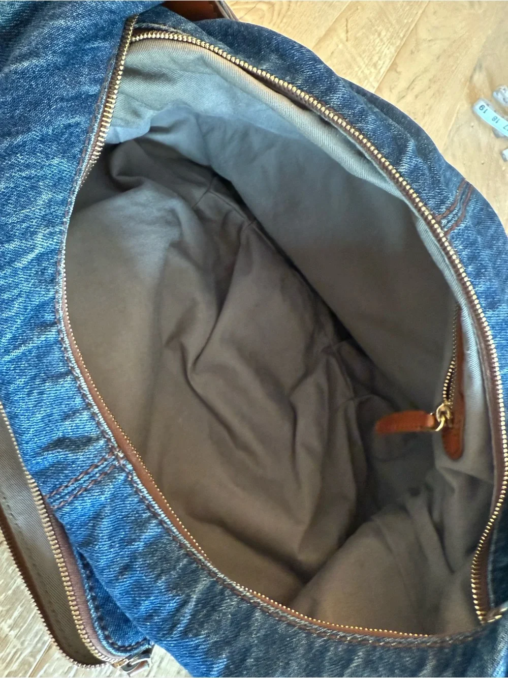 D&G Denim Mindy Hobo Bag with Brown Leather Strap - Blue